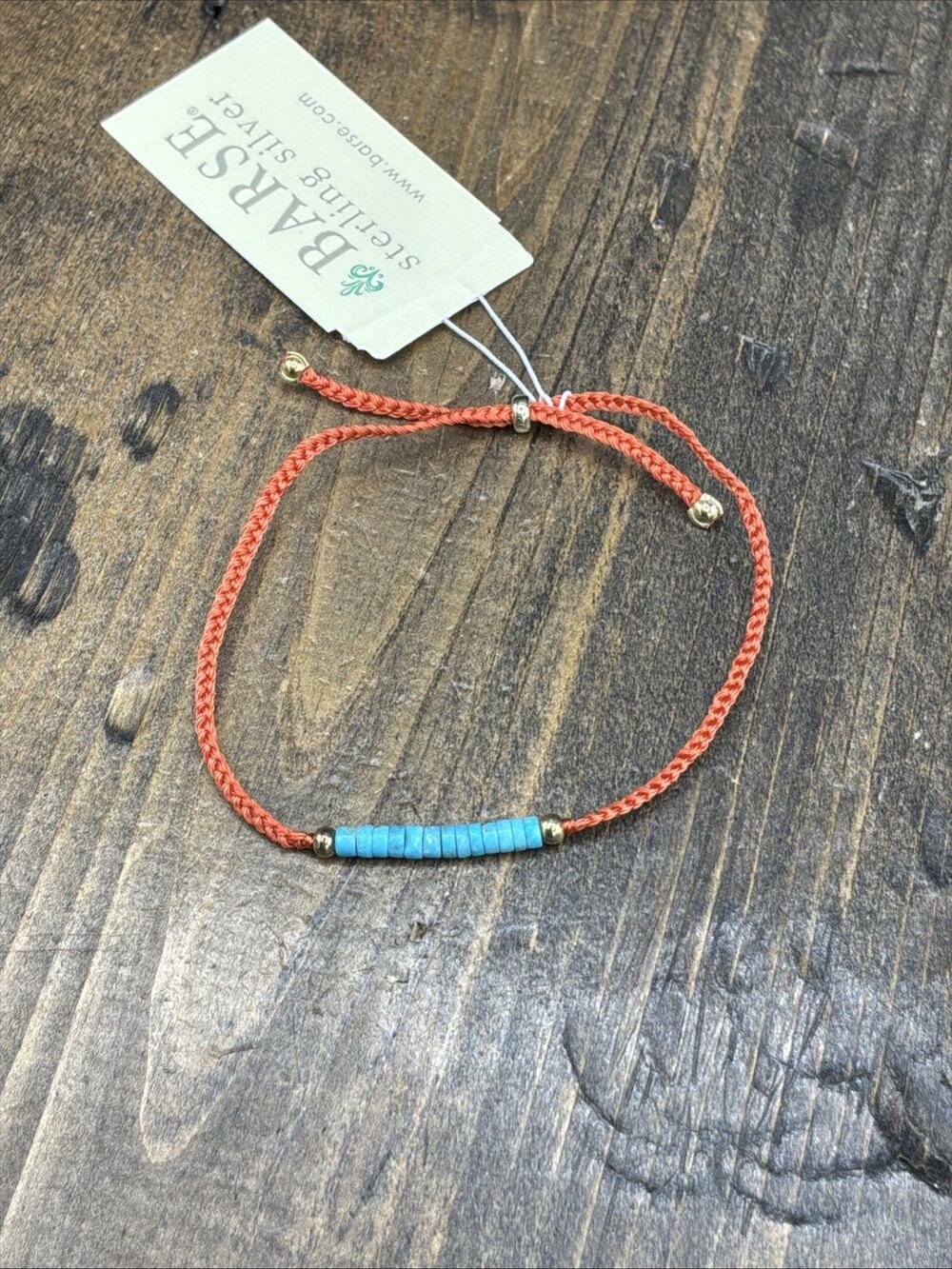 Barse Adjustable Turquoise Braided Bracelet - Bronze-NWT